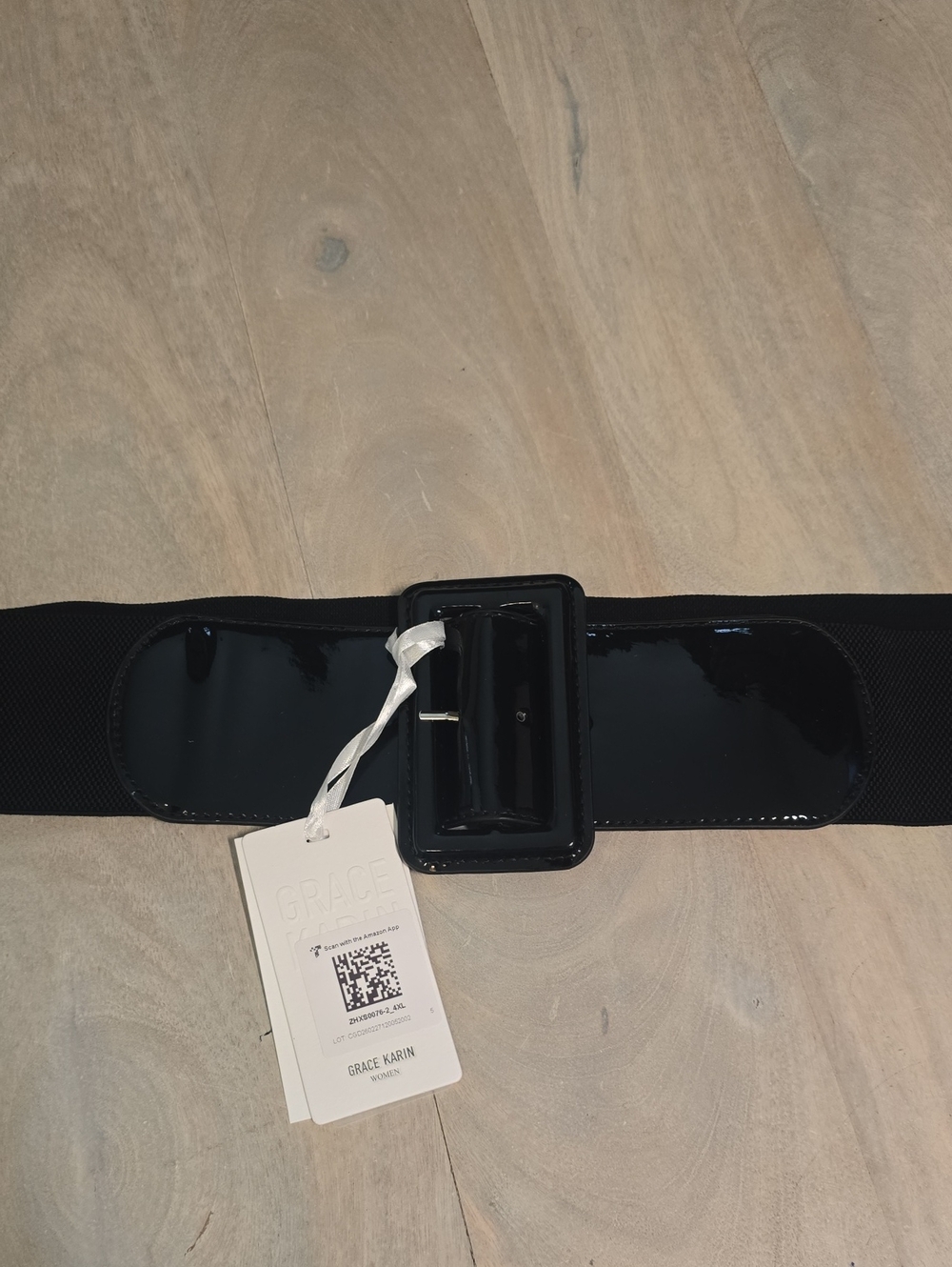 NWT GRACE KARIN Black Wide Elastic Stretchy Waist Belt Patent Leather 2XL 4XL